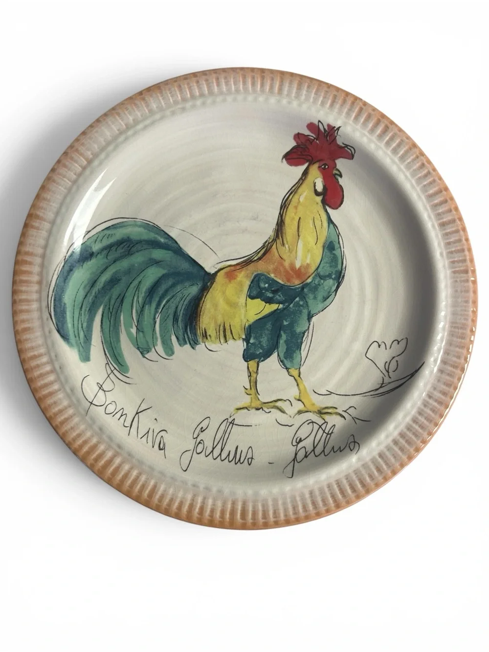 Pottery Barn Bon Kiva Rooster Salad Plates 9.5” Set of 4 Farmhouse